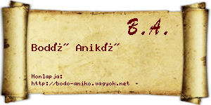 Bodó Anikó névjegykártya
