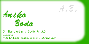 aniko bodo business card